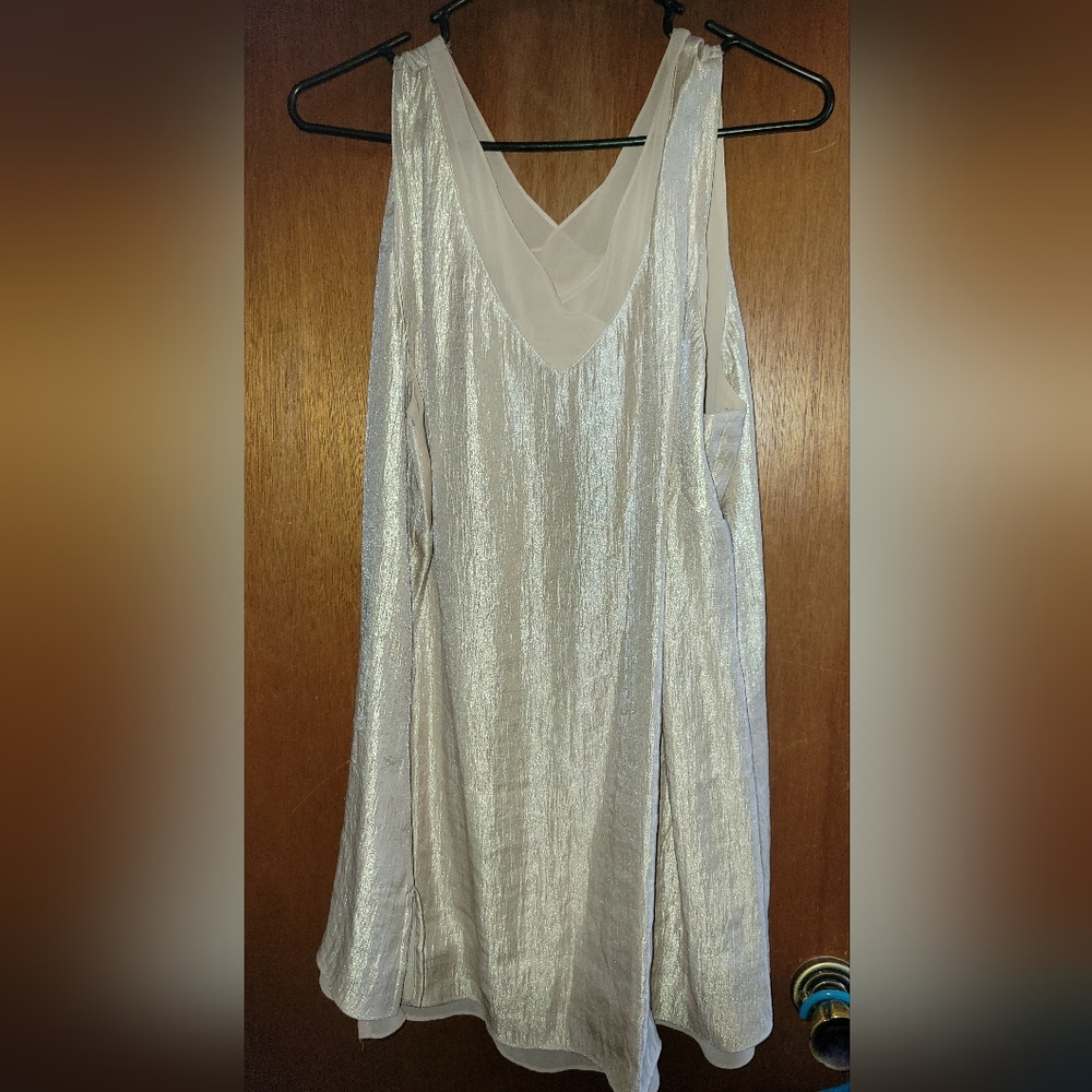 Coldwater Creek Shiny Gold V-Neck Blouse